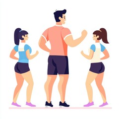 Envision a fitness trainer motivating clients during an intense workout session