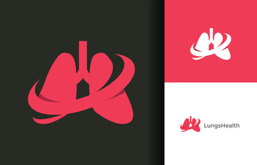 Hospital lung specialist, healthy lung clinic therapy in bold line style logo company, logo vector template design. Ready to use, easy for edit