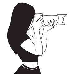 Cute girl photographer with a camera Vector design 