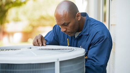 A Technician Inspecting AC Unit, HVAC ,Air Conditioning