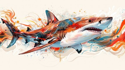 Fototapeta premium Abstract colorful shark painting.