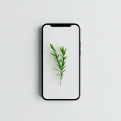 smartphone displaying a plant, symbolizing technology and nature