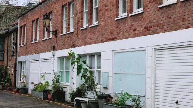 old house at Ladbroke Mews, Notting Hill cul-de-sac, Royal Borough of Kensington and Chelsea, West London