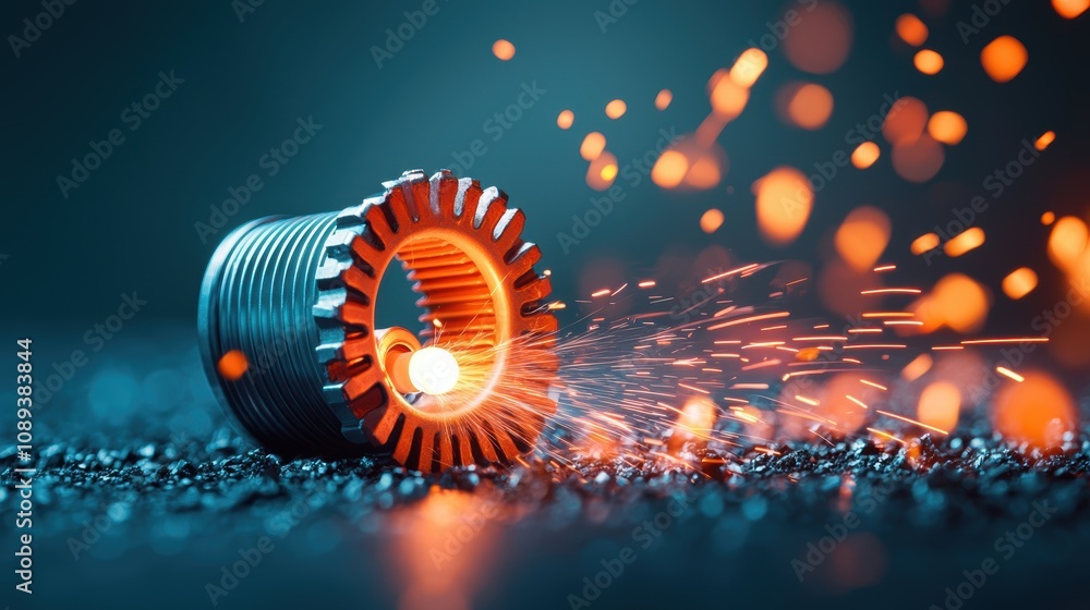 Aufkleber a close up shot of a spark plug igniting, creating a spark that initiates combustion in an engine, h