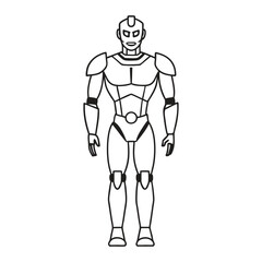 Robot Cyborg Line Art Vector Illustrations for Futuristic and Sci Fi Design Projects