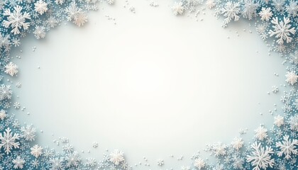 Fototapeta premium Winter-Themed Background with Intricate Snowflakes with Blank Copy Space for Text