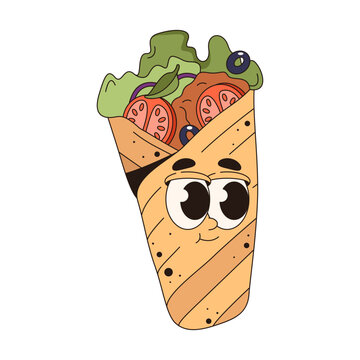 cartoon wrap sandwich with vegetables clip art preview