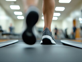 person running on a treadmill in a gym setting