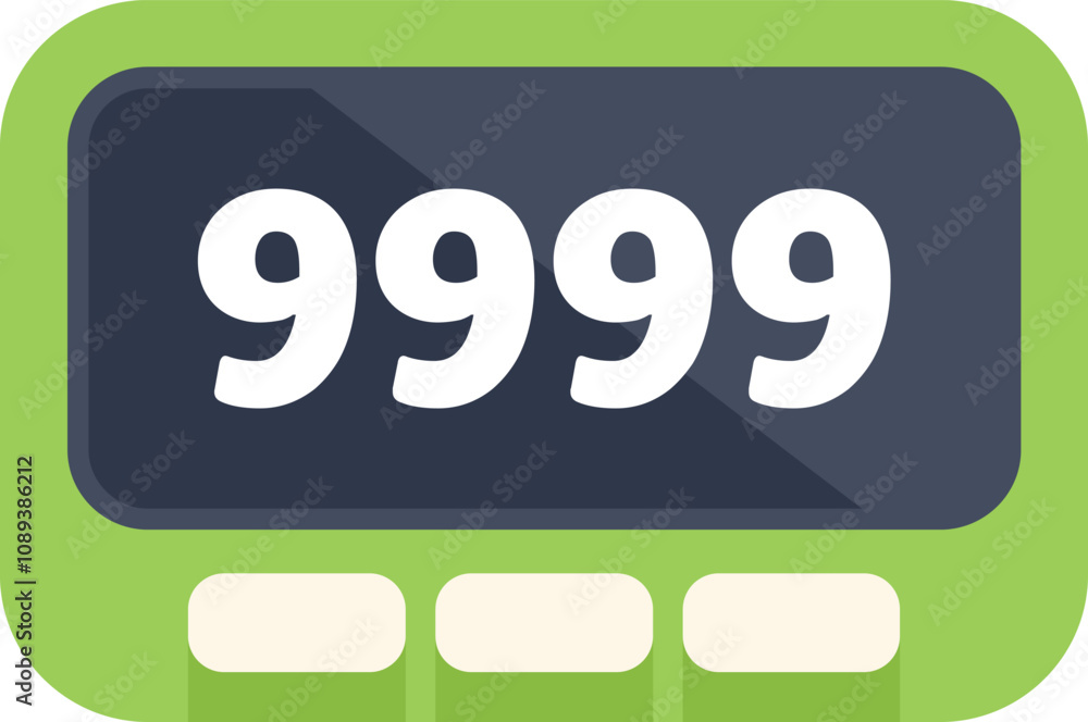 Poster simple electronic tally counter with large white buttons is displaying 9999 on its screen