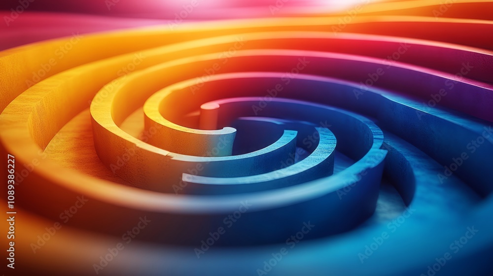 Poster a colorful spiral design creating a sense of depth and movement.