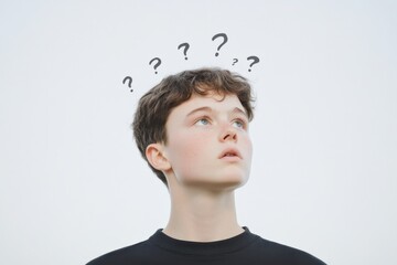 a thoughtful young person with a questioning expression