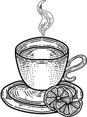 dinner, tea lemon. Christmas related Hand drawn vector sketch illustration
