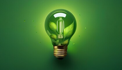 green eco background classic light bulb with space for write