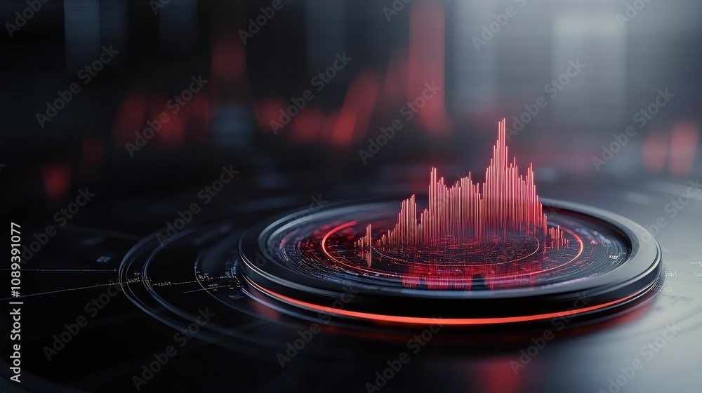 Poster A futuristic audio visualization displays dynamic sound waves in red hues, set against a sleek, dark background.