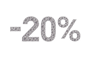 20 percent Diamond Numbers Banner on White Background