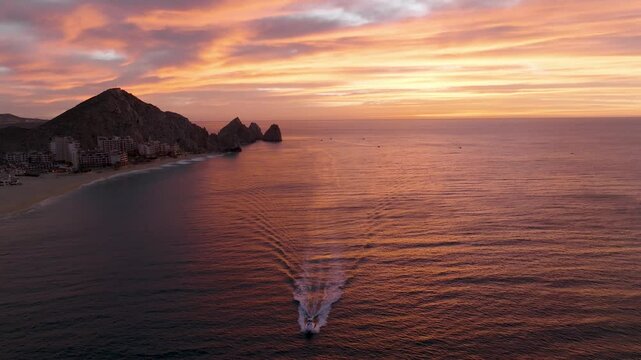 Sunrise in Cabo San Lucas Baja California Sur Mexico Sunny Beaches Whales Yachts and Boats on the Pacific Ocean		