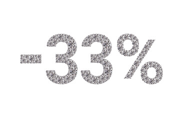 33 percent Diamond Numbers Banner on White Background