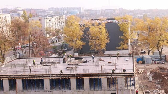 Construction site of an apartment building.