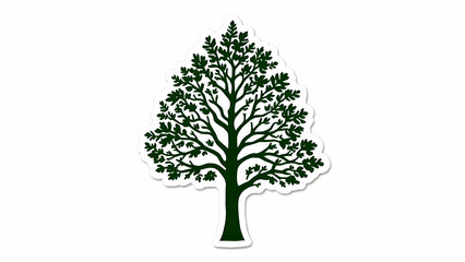 Obraz premium A dark green tree silhouette, cutout style, set against a white background. Simple, vector graphic design, ideal for ecorelated projects or naturethemed artwork.