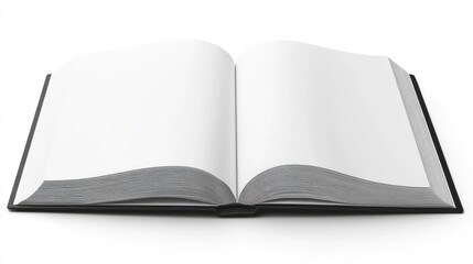 Fototapeta premium Open blank magazine template showcasing empty pages ready for text and design, set against a clean white background for versatile use.