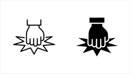 Fist on table linear icon. Angry person. Fist hitting table. vector illustration on white background