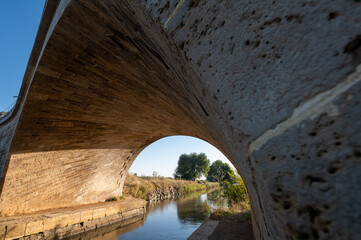 Naklejka premium Canal de Castilla on the Camino de Santiago Route, stage from Catrojeriz to Fromista in Spain