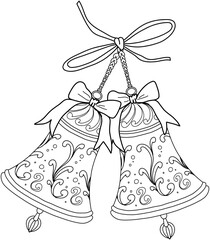 bells ribbons. Hand drawn vector sketch illustration