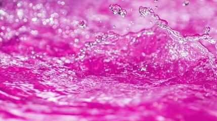 Vibrant Viva Magenta Water Surface with Textured Ripples, Splashes, and Bubbling Effects Creating a Dynamic and Energetic Visual Experience
