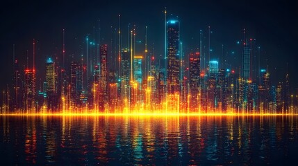 A vibrant double exposure of a city skyline with floating health insurance icons