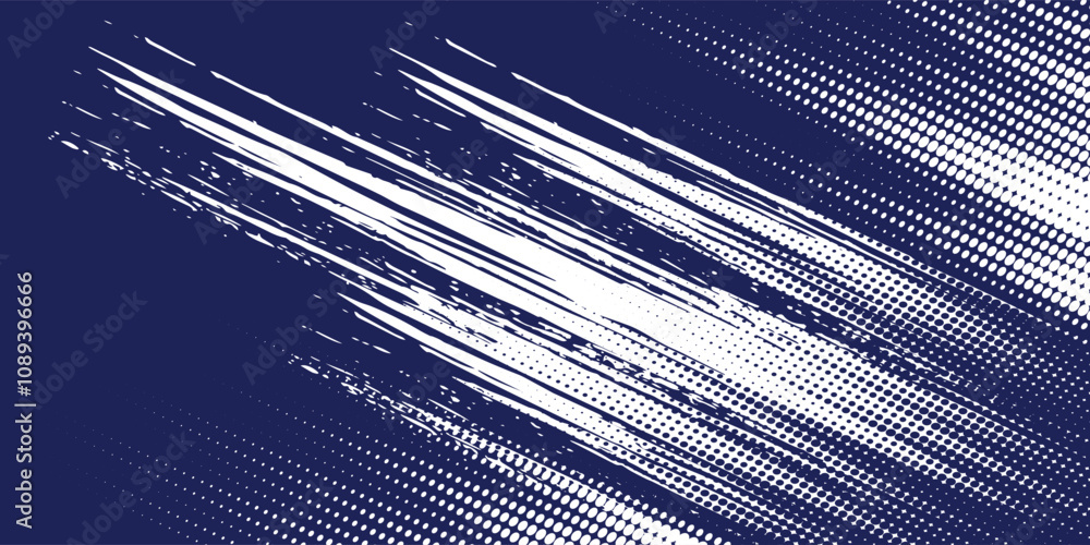 Poster dots halftone white and blue color pattern gradient grunge texture background.