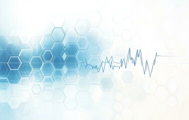 Innovative Abstract Design with Hexagonal Patterns and Waveform Graphics for Technology Themes