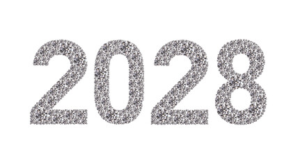 2028 New Year Diamond Numbers Banner on White Background