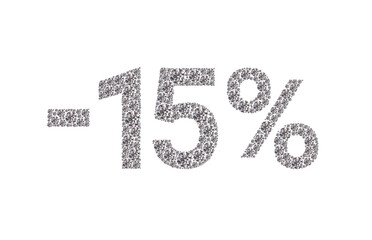 15 percent Diamond Numbers Banner on Transparent Background