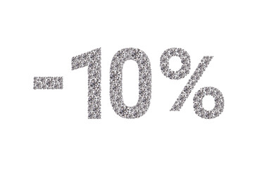 10 percent Diamond Numbers Banner on Transparent Background