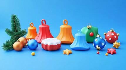 Obraz premium Festive Baking Molds Shaped Like Bells and Ornaments for Holiday Treats