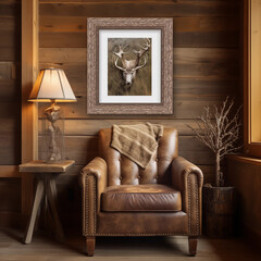Forest cabin interior wooden wall decoration