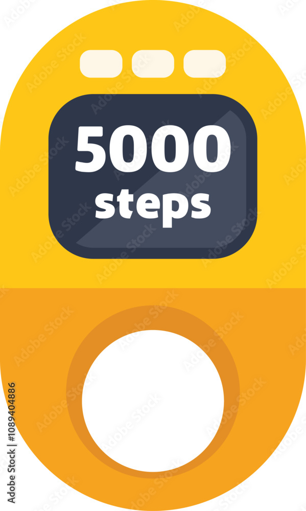 Poster electronic device for daily activity tracking showing number of steps