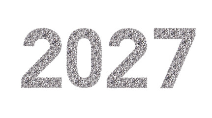 2027 New Year Diamond Numbers Banner on White Background