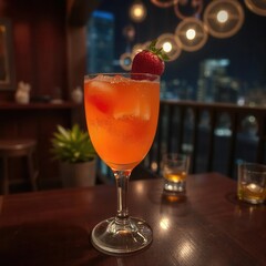 Orange cocktail in the bar