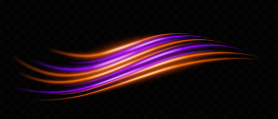 Gradient wave set icon. Purple and orange glowing curved streaks with a smooth gradient, symbolizing motion, light trails, and vibrant futuristic energy. Ideal for dynamic abstract designs.