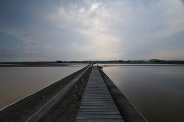 Fototapeta premium Exploring salt farming practices coastal region landscape photography natural environment wide angle sustainable agriculture