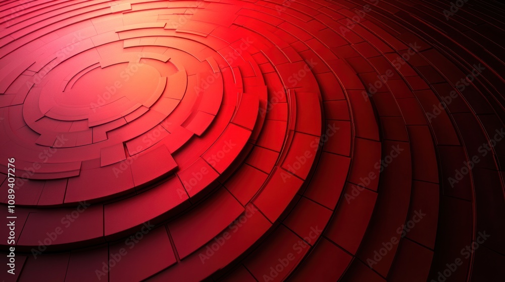 Poster abstract red concentric circular pattern design