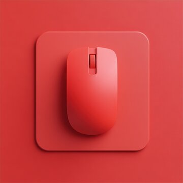Minimalist Red Mouse on Red Background