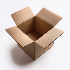Isolated open cardboard box