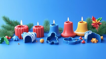 Festive Cookie Cutters Set: Bells and Candles for Holiday Baking