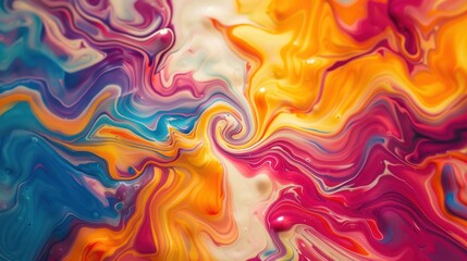 Fototapeta premium Abstract colorful swirls of paint mixing.