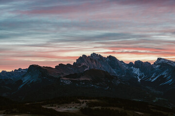 Sunrise in the Dolomites, Italy.