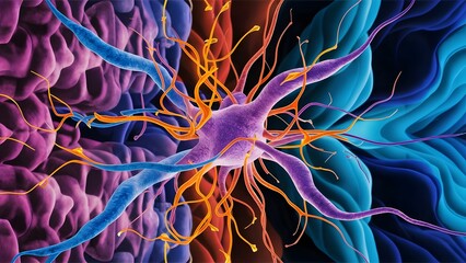 Fototapeta premium Neural Symphony: Brain Chemistry in Abstract Detail