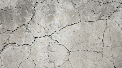 Fototapeta premium Rough and weathered concrete texture with deep cracks and uneven surface, walls, concrete, cityscape, urban, weathered
