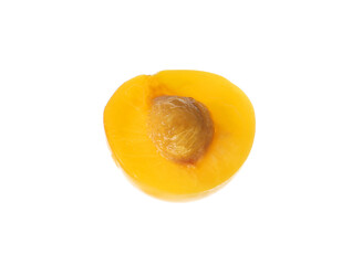 Half of ripe plum isolated on white
